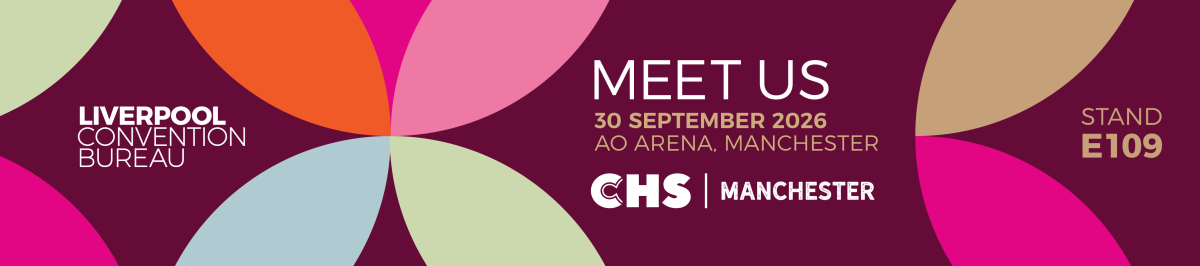 A web banner promoting Liverpool Convention Bureau attending CHS Manchester on 30th September.