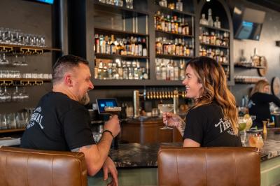 Terminal Pub intimate drinks with couple