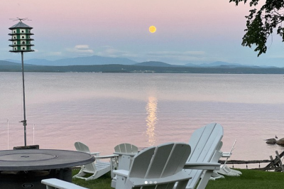 lake champlain with moon rising