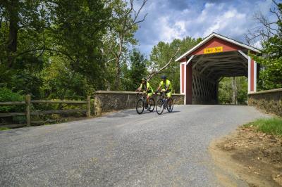 Bikers at Covered Bridge