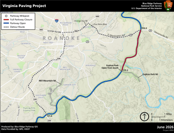 Blue Ridge Parkway - Roanoke Paving Project Map