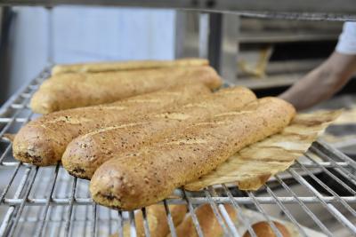Picture of baguettes on a wire rack
