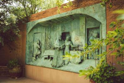 Artwork at the curandera garden at the ABQ BioPark Botanic Garden