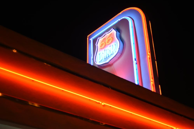 The neon sign on 66 Diner.