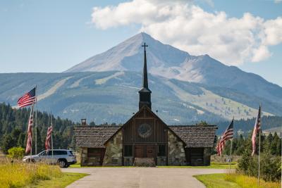 Soldiers Chapel and the mountain