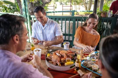Group of Four Dining at Peace River Seafood