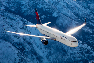 DELTA Air Lines airplane flying