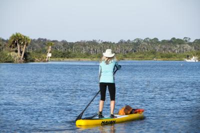 Paddle boarding along the inland waterways of Daytona Beach.