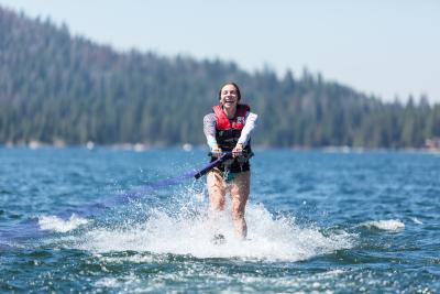 Woman jet skis at Shaver Lake