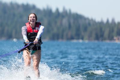 Woman jet skis at Shaver Lake