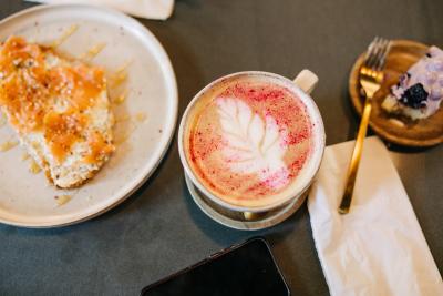 latte and small breakfast at cocos | an everyday cafe + shop