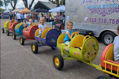 Kids on train ride at Wewahitchka's Fall Festival