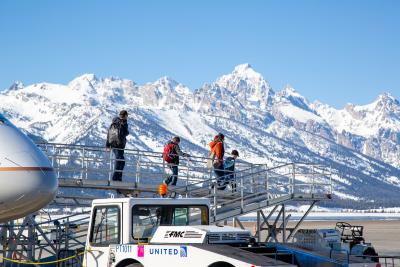 Jackson Hole Airport Offloading Plane