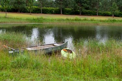 Boats waiting to go fishing at Howell Woods