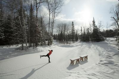 Minocqua ice skater in winter