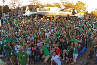 large group of people in St. Patrick's Day clothing