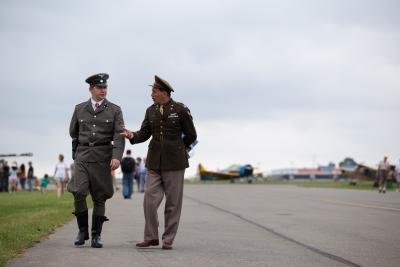 German and American officers sharing views at WWII Weekend.