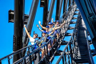 Delegates on an incentive in Perth climbing Matagarup Bridge