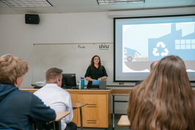 McKell Nelson presenting on ethics at Utah Valley University