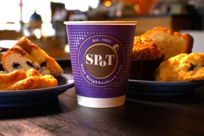 coffee with pastries next to cup