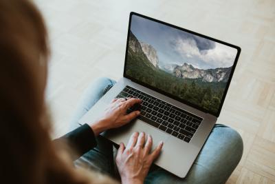 Woman exploring Yosemite online