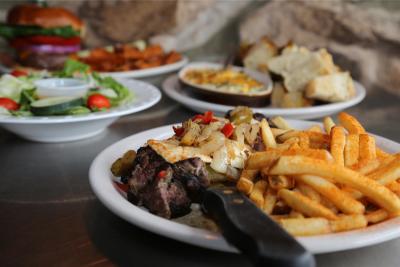 Steak and eggs, french fries