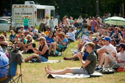 A crowd gathered for an outdoor show