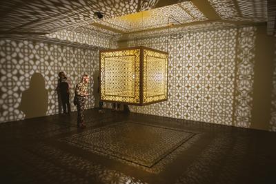 art installation with light and pattern