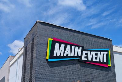 Sign of Main Event, opening August 3 in Woodbury