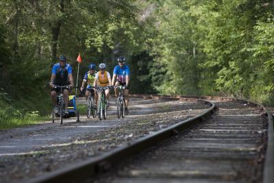bikers on rail trail