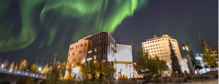 Aurora over downtown Fairbanks