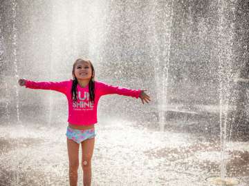 Girl at Dan Nicholas Park Splash Pad