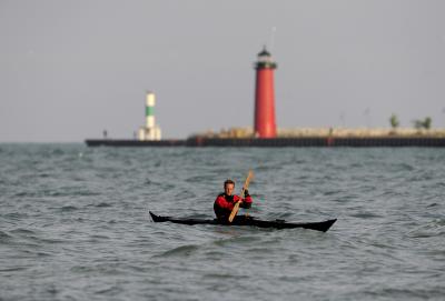 Kayaking on Lake Michigan