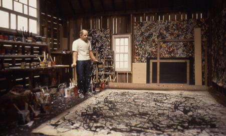 An artwork by Joe Fig that recreates Jackson Pollock's art  studio in miniature.