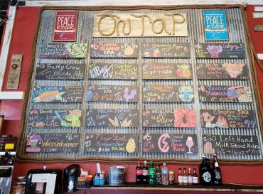 On Tap board at Peace River Beer Company in Punta Gorda, Florida