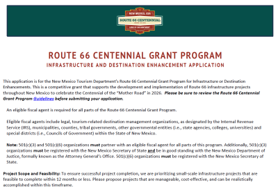 Rt. 66 centennial grant application sample-infrastructure