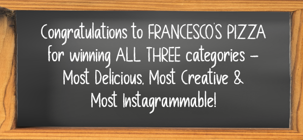Congratulations Francesco's Pizza for winning all three categories.