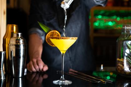 Tequila drink being made at an Oakland bar