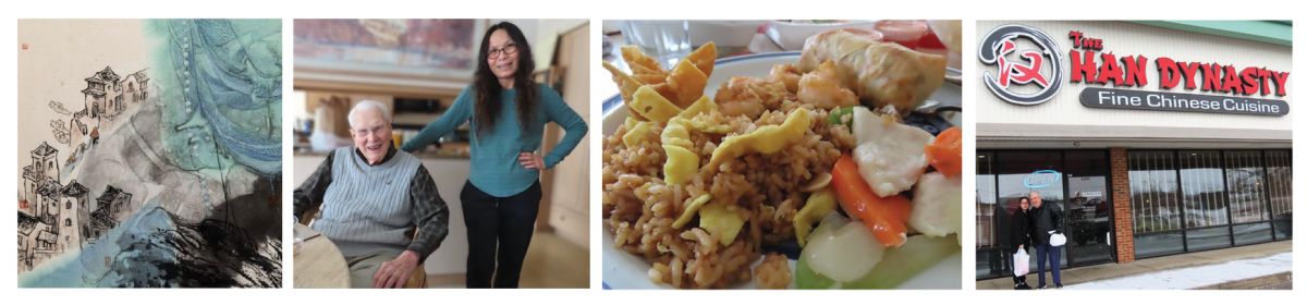 A collage showing images from Chinese cultureal experiences in Fort Wayne like food and restaurants