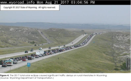 backed up highway in Wyoming during 2017 eclipse