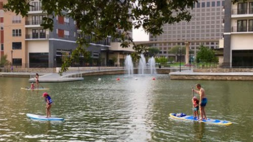 Stand up paddle boarding with kids in Irving, TX 