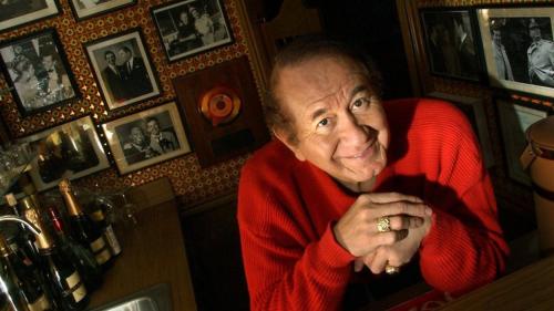 Trini Lopez at home behind his bar in Palm Springs.