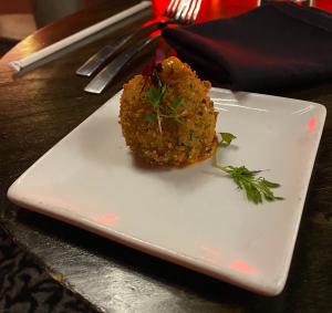 A picture of a manchego croquette at Tablao Flamenco