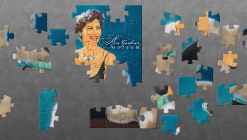 A partially put together Ava Gardner portrait digital jigsaw puzzle