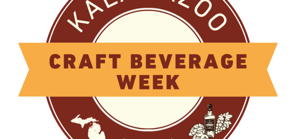 The Kalamazoo Craft Beverage Week logo features a red circle with a gold banner through the middle.