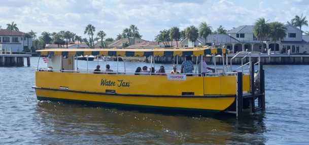 The Pompano Beach Water Taxi transporting people on the Intracoastal Waterway