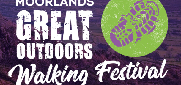 Infographic promoting 2025 Staffordshire Moorlands Walking Festival 25 April to 6 May 2025