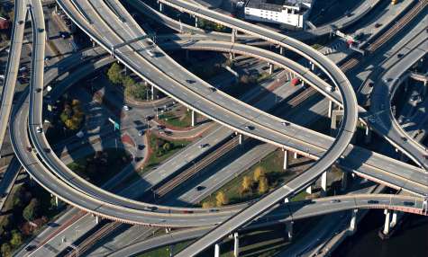 Aerial view of highway system