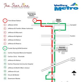 Roanoke Star Line Trolley Map