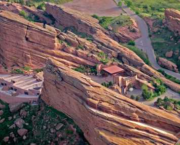 Aerial view of Red Rocks Park & Amphitheater